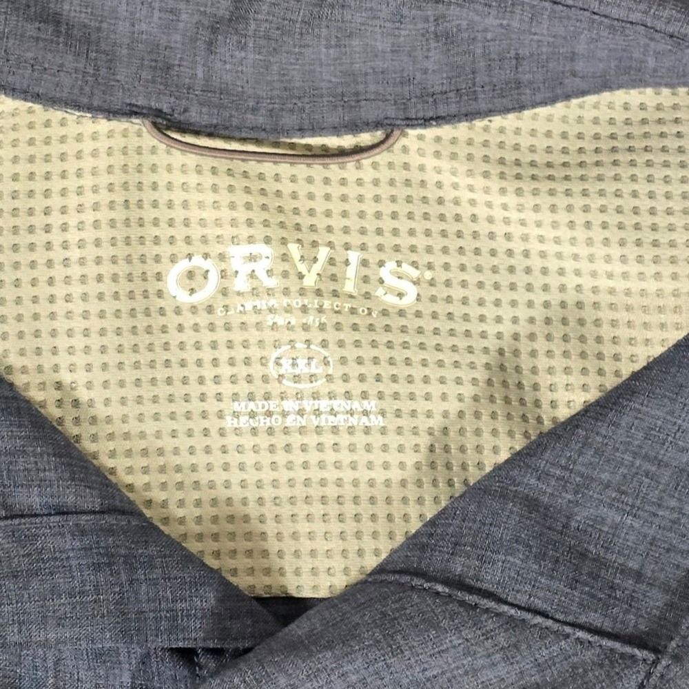 Orvis Short Sleeve  Woven Tech‎ Button Up Shirt  Mens 2XL Navy Blue Outdoor - Picture 6 of 6